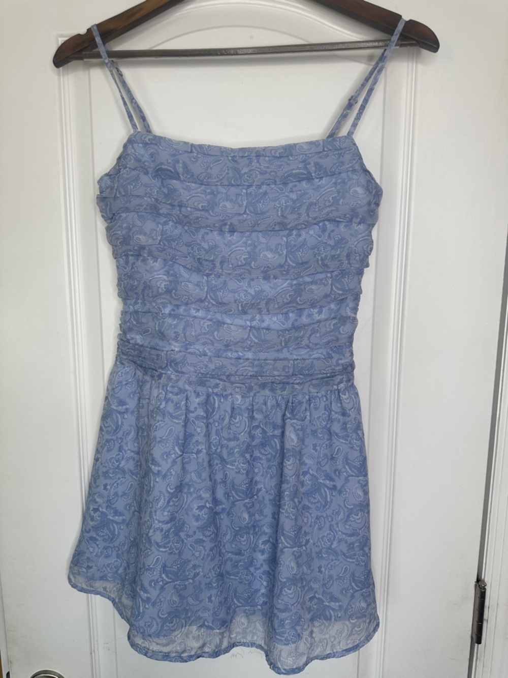 Hollister Blue Paisley Mini Dress With Built In Shorts